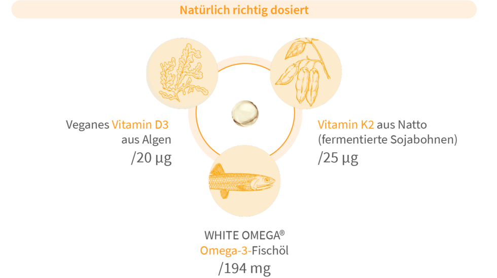 Vitamin D3+K2 und Omega3 für Kinder White Omega® Kids